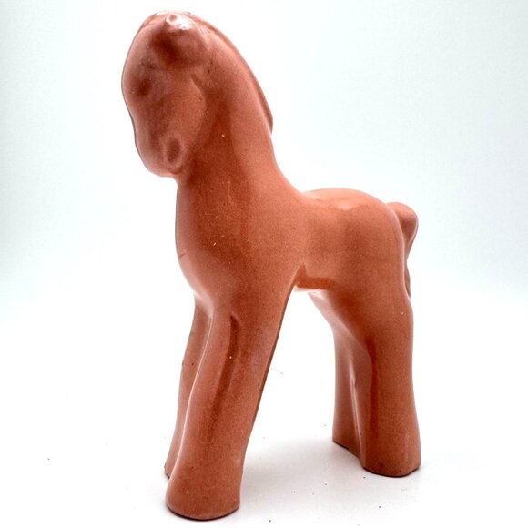 Vtg Mid-Century 40s Brush McCoy Horse Of Troy Trojan Pottery Figurine Pink Pony - Picture 1 of 10